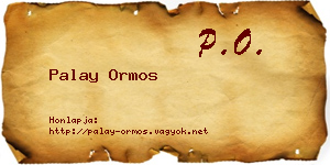 Palay Ormos névjegykártya